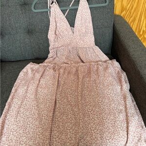 Pink Floral Halter Dress